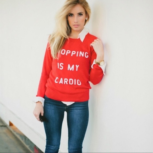 Wildfox | Shopping is my cardio red sequin sweater - Picture 2 of 6